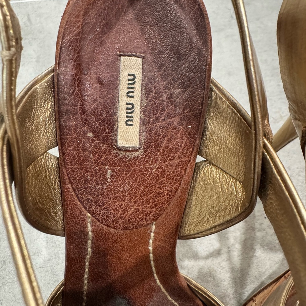 Miu Miu Bronze Strappy Sandals - Picture 2 of 6